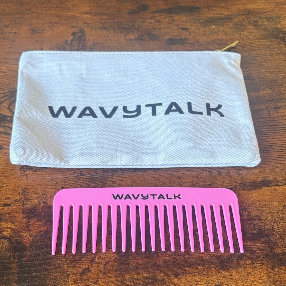 WavyTalk Pink Detangling Comb + Travel Pouch Hair Styling Set